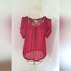 Vintage Womens Bohemian , Sheer Blouse, Size XL.